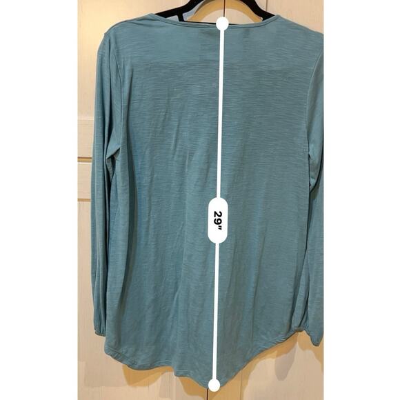 Faded Glory Women’s Top Size M Teal Blue Stretch Knit Long Sleeve Blouse Casual - Picture 6 of 7